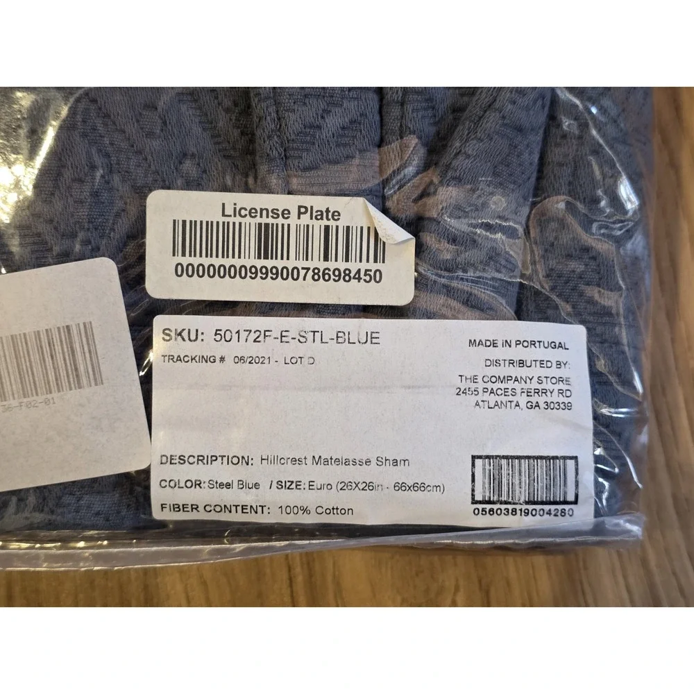 The Company Store Euro Shams Set Of Two Steel Blue Quilted Cotton